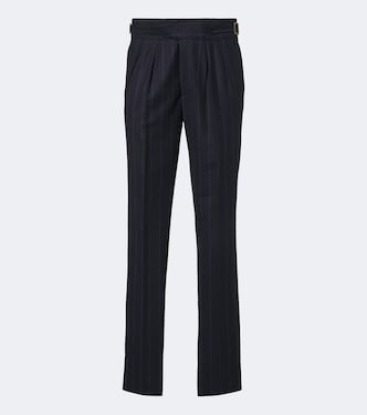 Striped virgin wool straight pants | Rubinacci