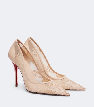 Miss Z leather-trimmed lace pumps | Christian Louboutin