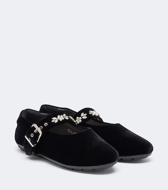 Embellished velvet Mary Jane flats | Simone Rocha