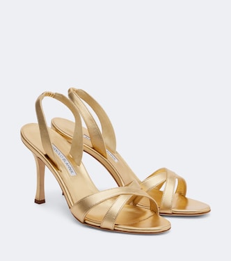 Callasi metallic leather slingback sandals | Manolo Blahnik