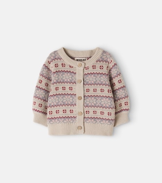 Baby Vikki cotton jacquard cardigan | Wheat