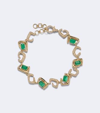 Armband aus 18kt Gelbgold mit Diamanten und Smaragden | Shay Jewelry