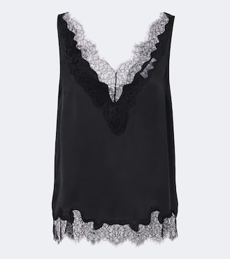 Lace-trimmed silk satin top | Velvet
