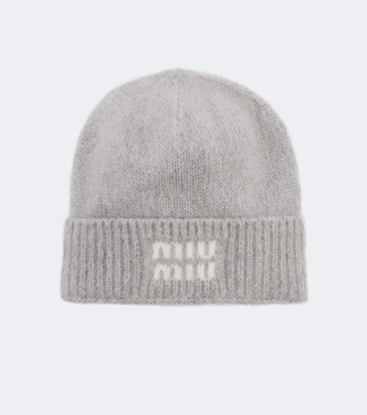 Logo mohair-blend beanie | Miu Miu
