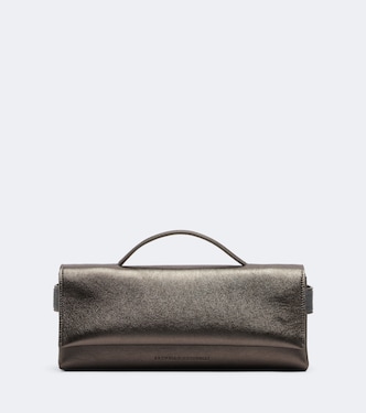 Essence metallic leather top-handle bag | Brunello Cucinelli