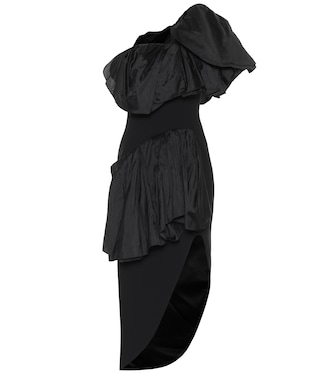 Robe midi Attentive Ruffle en crêpe et soie asymétrique | Maticevski