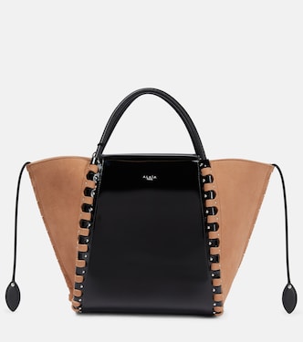 Hinge Medium suede and leather tote | Alaïa