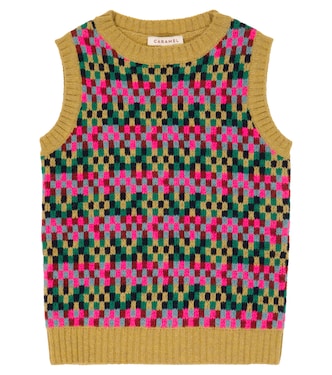 Gilet Maple intarsia en laine mélangée | Caramel