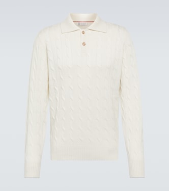 Cable-knit cashmere polo sweater | Brunello Cucinelli