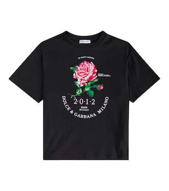 Glitter cotton jersey T-shirt | Dolce&Gabbana Kids