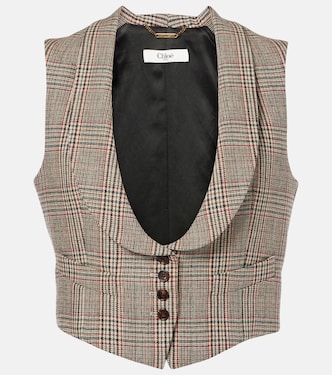 Prince of Wales wool-blend waistcoat | Chloé