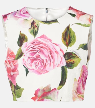 Floral cotton-blend crop top | Dolce&Gabbana