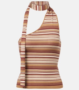 Scarf-detail knitted silk-blend top | Aya Muse