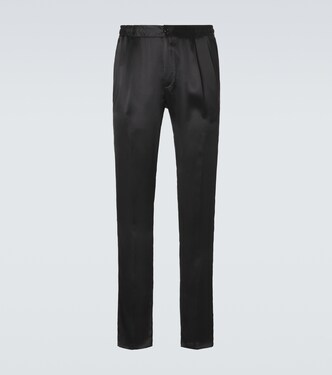 Reversible silk straight pants | Rubinacci