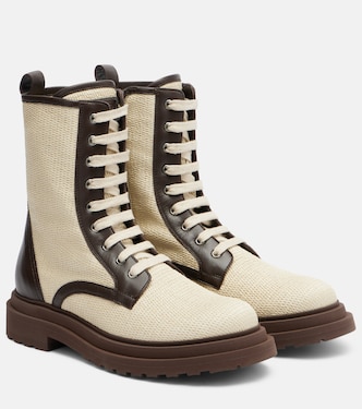 Botas con cordones con piel | Brunello Cucinelli