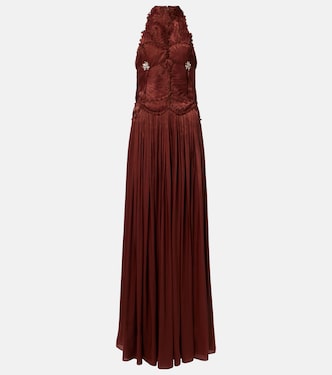Embellished ruched georgette gown | Costarellos