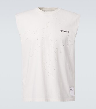 Distressed cotton jersey top | Satisfy