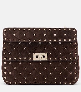 Henkeltasche Rockstud Spike Medium aus Veloursleder | Valentino Garavani