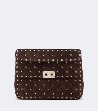 Rockstud Spike Medium suede top-handle bag | Valentino Garavani