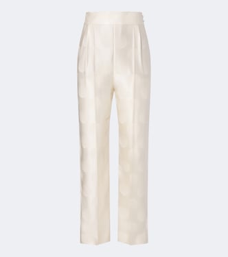Polka-dot silk jacquard slim pants | Valentino