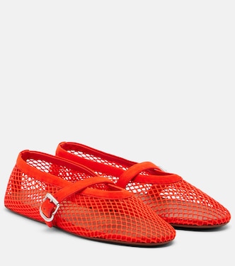 Fishnet leather-trimmed Mary Jane flats | Alaïa