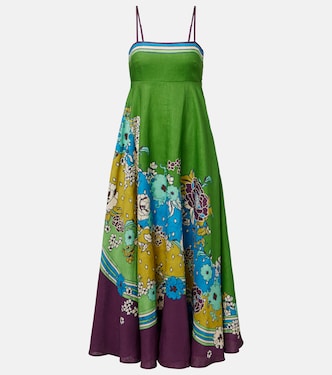 Nanci printed linen maxi dress | Alémais