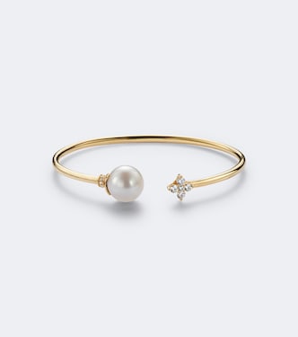 Bloom 18kt gold cuff bracelet with pearl and diamonds | Bucherer Fine Jewellery