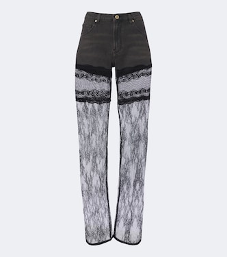 Lace-trimmed wide-leg jeans | Blumarine