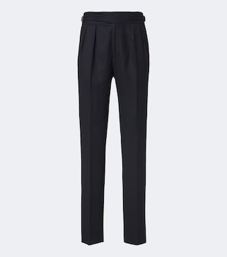 Pantaloni tapered in lana vergine plissé | Rubinacci