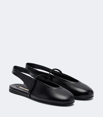 Leather slingback flats | Miu Miu