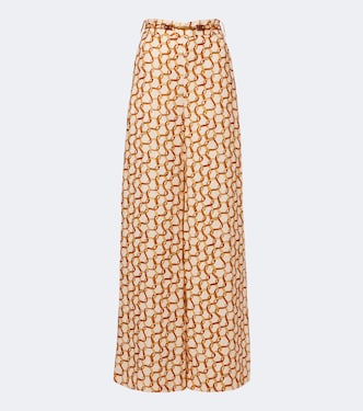 Belted printed linen wide-leg pants | Zimmermann