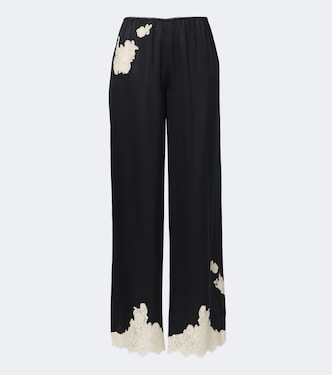 Lavon lace-trimmed silk satin wide-leg pants | Dôen