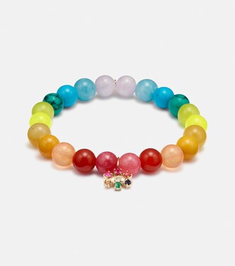 14kt gold and jade beaded bracelet with diamond | Sydney Evan