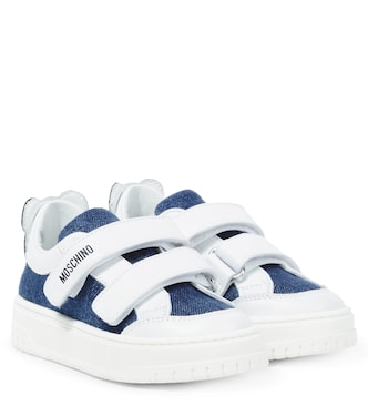 Leather-trimmed canvas sneakers | Moschino Kids