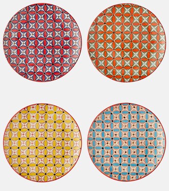 Hippy set of 4 ceramic dinner plates | Polspotten