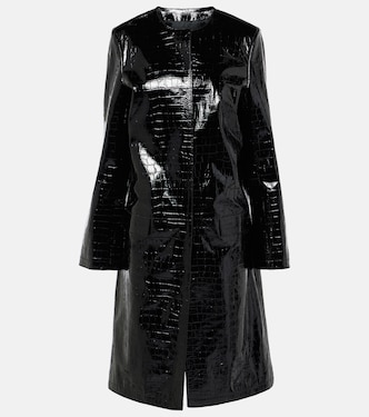 Croc-effect embossed leather coat | Toteme