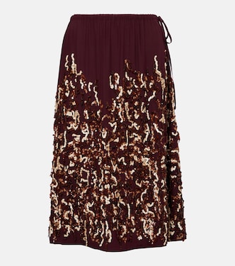 Sequined silk midi skirt | Dries Van Noten