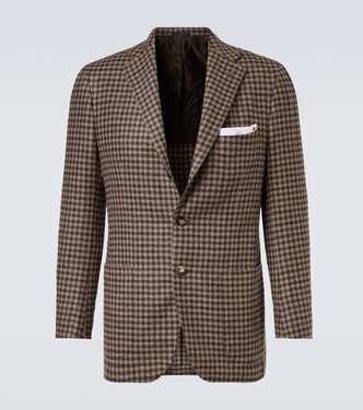 Checked wool, silk, and linen blazer | Kiton