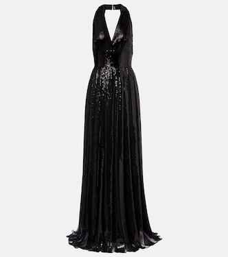 Open-back sequined tulle gown | Elie Saab
