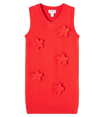 Abito in cotone e lana con applicazioni floreali | Mini Rodini