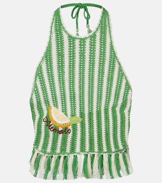 Sundae crochet embroidered cotton crop top | Alémais