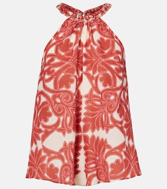 Noreen printed halterneck cotton top | Poupette St Barth