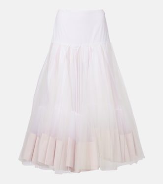 Mireio tulle-trimmed cotton poplin midi skirt | Jacquemus