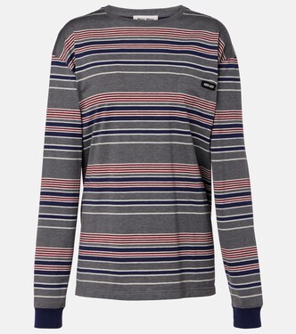 Striped oversized cotton jersey T-shirt | Miu Miu
