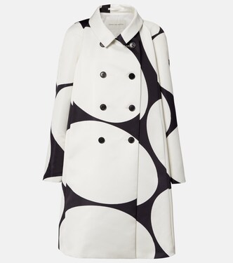 Polka-dot double-breasted satin coat | Dries Van Noten