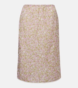 Lace-trimmed floral midi skirt | Prada