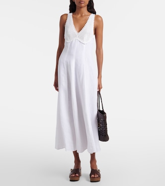 linen white dress ralph lauren Polo Ralph Lauren logo-embroidered Linen Shirtdress | White