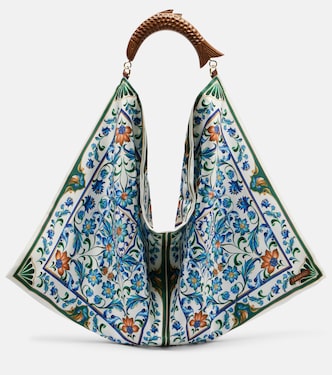 Scarf Medium floral satin tote bag | Farm Rio