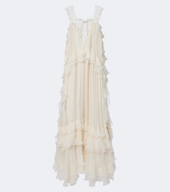 Ruffled silk muslin maxi dress | Chloé