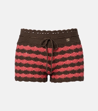 Striped knitted cotton shorts | Valentino
